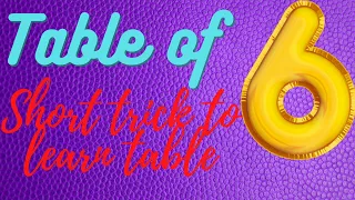 Short trick to solve the table of 6#shorts #viral #shortvideo
