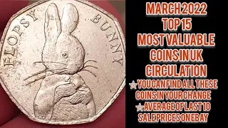 TOP 15 MOST VALUABLE COINS IN UK CIRCULATION - MARCH 2022