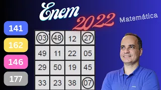 📘Enem 2022/141 | Matemática | Em um jogo de bingo, as cartelas contêm16 quadrículas dispostas...