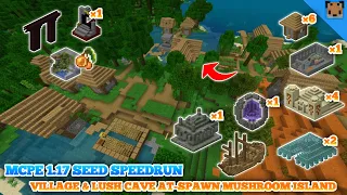 Minecraft pe 1.17 seed speedrun - Village at spawn with mushroom island / Portal & fortress / other!