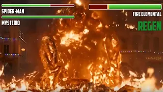 Spider-Man and Mysterio vs. Fire Elemental WITH HEALTHBARS | HD | Spider-Man: Far From Home
