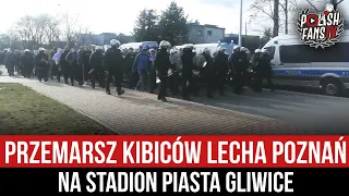 Przemarsz kibiców Lecha Poznań na stadion Piasta Gliwice (12.03.2023 r.)