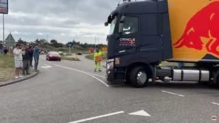 Very enthusiastic Red Bull Truck driver can't stop honking at Arrival in Zandvoort | F1