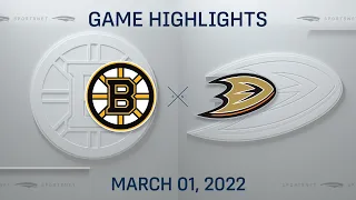 NHL Highlights | Bruins vs. Ducks - Mar. 1, 2022