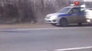 ДТП на трассе Самара-Бугуруслан, легковушка перевернулась