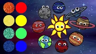 Learn Names of the Planets in the Solar System! | Drawing and Coloring with Glitter & Googly Eyes