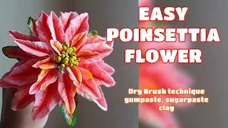 EASY POINSETTIA FLOWER Christmas Flower Gumpaste or Clay Vlog 41 by marckevinstyle (No Dusting )