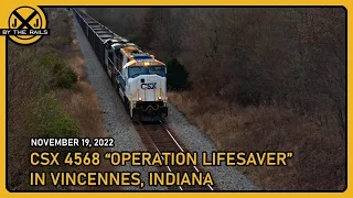 CSX 4568 Operation Lifesaver in Vincennes, IN, just hours after hitting a truck on the tracks