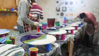Creating luxury clocks from nothing. Production process of Epoxy resin art factory