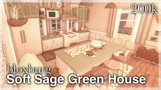 Bloxburg - Soft Sage Green House Speedbuild (interior + full tour)