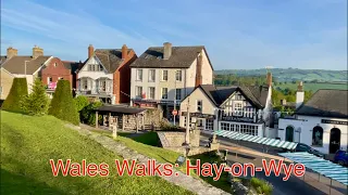 Wales Walks: Hay-on-Wye. World famous book town on a sunny morning. Relaxing & beautiful in 4K.