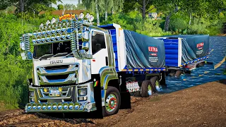 ขับรถพ่วงขนทรายลุยทางโหด ISUZU GIGA 360!! - Farming simulator 19