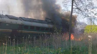 Explosive device derails train in Russia #russia #train  #sabotage #derailment #bryansk #freight