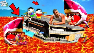 Franklin & Ironman Crashed and Stuck On A Floating House In Lava Sea In GTA 5 | GTA 5 AVENGERS