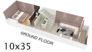 10X35 House plan 3d view design by nikshail