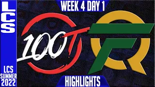 100 vs FLY Highlights | LCS Summer 2022 W4D1 | 100 Thieves vs FlyQuest