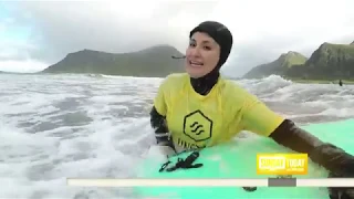 Surfing under the Northern Lights above the Arctic Circle -- NBC's Lucy Kafanov reports for TODAY