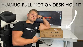 How To Install - HUANUO Full Motion Desk Mount - Build and Review - Model HNSS7 Single Monitor Stand