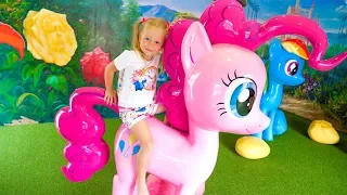 Theme park for kids Nastya and Pony play fun
