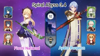 C4 Fischl National & C0 Ayato Thoma Burgeon - Spiral Abyss 3.4 - Floor 12 9 star | Genshin Impact