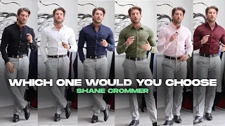 Colours that look good with Grey Pants | which one would you choose? | Shane