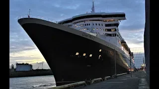 1080p Queen Mary 2 schönes einlaufen am frühen morgen in Hamburg Steinwerder 27.10.2019