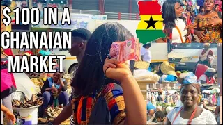 WHAT 100 DOLLAR CAN GET YOU IN A GHANAIAN MARKET | USD COST OF LIVING IN GHANA | LIFE IN GHANA 2022