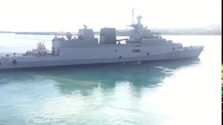 There she goes: INS KAMORTA sails out of Guam for EX MALABAR 2018