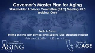 Master Plan for Aging Stakeholder Advisory Committee Meeting February 26, 2020