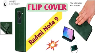 Flip Cover for REDMI NOTE -9//Magnetic flip cover (Leather-Green)
