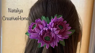 МК/DIY 💜 Заколка з хризантемами з фоамірану / Foam flowers / @nataliyacreativehome3135