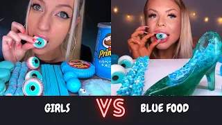 ASMR BLUE FOOD EDIBLE CINDERELLA GLASS SLIPPER,CLOUD JELLY, NERD ROPE,JELLY EYES,LOLLIPOP MUKBANG 먹방