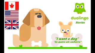 Duolingo Stories em Inglês - Eu quero um cachorro