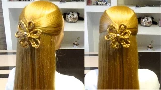 Простая прическа с плетением на 8 марта. Цветок из кос. Easy hairstyle