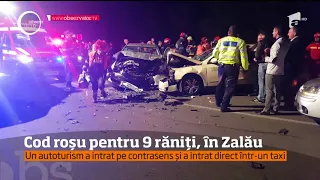 Cod roşu la ieşirea din Zalău spre Cluj Napoca! Un autoturism a intrat pe contrasens şi s-a izbi