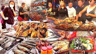 VERY Popular Cambodian Street Food - Hot Fry Pan, Vegetable, Grilled Beef, Pork, Duck, Fish & More