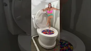 JUMPING Super HIGH into Worlds Largest Toilet Surprise Egg Pool with BIG SPLASH Slow Motion #shorts