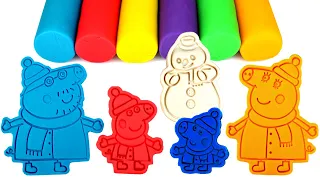Learn Colors with Peppa Pig's Family Winter Theme Molds and Play Doh
