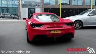 Ferrari 488 with straight pipe NOVITEC exhaust - Before/After