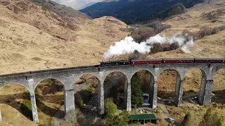 Glenfinnan Viaduct by drone - of "Harry Potter" & Jacobite steam railway fame - Loch Shiel