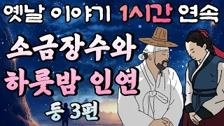 🌛중간 광고 없는 1시간 연속 옛날이야기 /소금장수와의 인연, 어미잃은 효자,건망증 도깨비 /옛날이야기,이야기,잠자리동화,꿀잠동화,오디오북