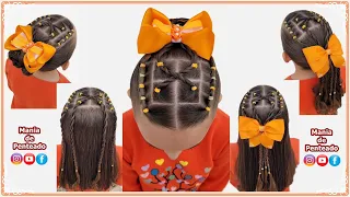 4 em 1 Penteados Infantis Fáceis com Liguinhas | 4 in 1 Easy Hairstyles with Elastics for Girls. 😍🥰💕