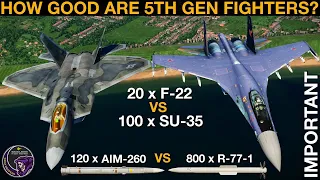 IMPROVED 20 x F-22 Raptors vs 100 x Su-35 Flankers | 5th Gen vs 4th Gen Battle | DCS