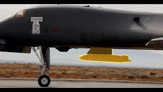 B1 Bomber external weapons carrying demonstration at Edwards Air Force Base.