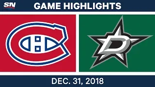 NHL Highlights | Canadiens vs. Stars - Dec 31, 2018