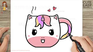 How to Draw a Cute Unicorn Mug Easy for Kids and Toddlers