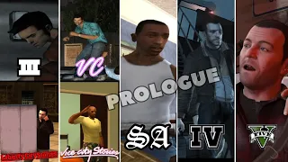 Evolution of PROLOGUE / FIRST MISSION in every GTA Game (III,VC,SA,LCS,VCS,IV,CTW,V)