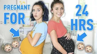 Identical Twins PREGNANT with TWINS for 24 Hours! *not real*