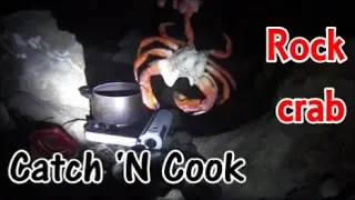 Catch and cook Rock Crab under the moonlight - Solo crab trip 2 Part 1