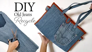 Diy Old Jeans Recycle Tote Bag | Tutorial #トートバッグ​ #sewing #handmade